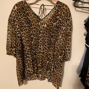 Express leopard see through see shirt